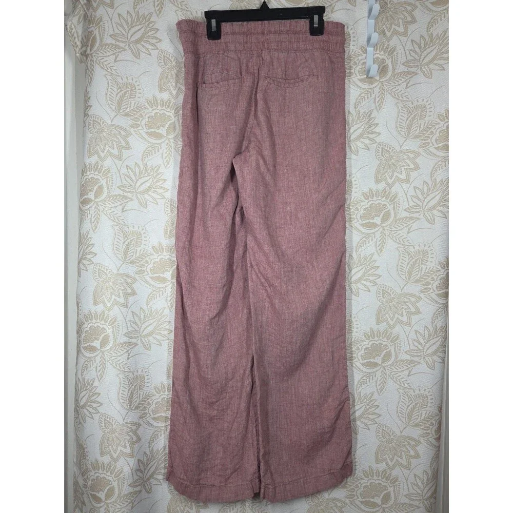 Athleta CABO Linen Wide Leg Pants in Dusty Vintage Rose sz 4 Viral Travel Vaca * - Picture 3 of 13